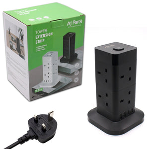 (13A 3250W) 8 個交流電源插座和 4 個 USB 連接埠插頭延長線 2 公尺迷你電源