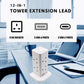 12 路塔式延長線，附 5 個 USB 防突波英國插頭插座，3250W，2 公尺