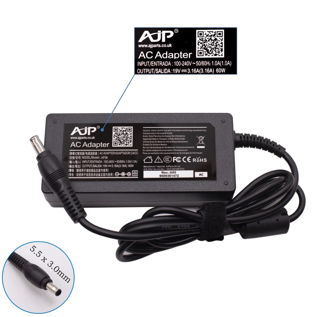 三星 NP-R530-JA02US 60W 5.5MM x 3.0MM AJP 筆記型電腦替換轉接器