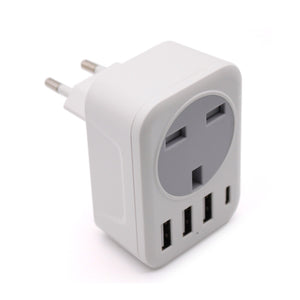 Travel Adapter Socket Plug UK to EU Converter Outlet Connector 3 to 2 Pin