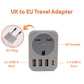 Travel Adapter Socket Plug UK to EU Converter Outlet Connector 3 to 2 Pin