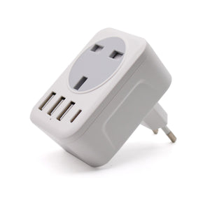 Travel Adapter Socket Plug UK to EU Converter Outlet Connector 3 to 2 Pin