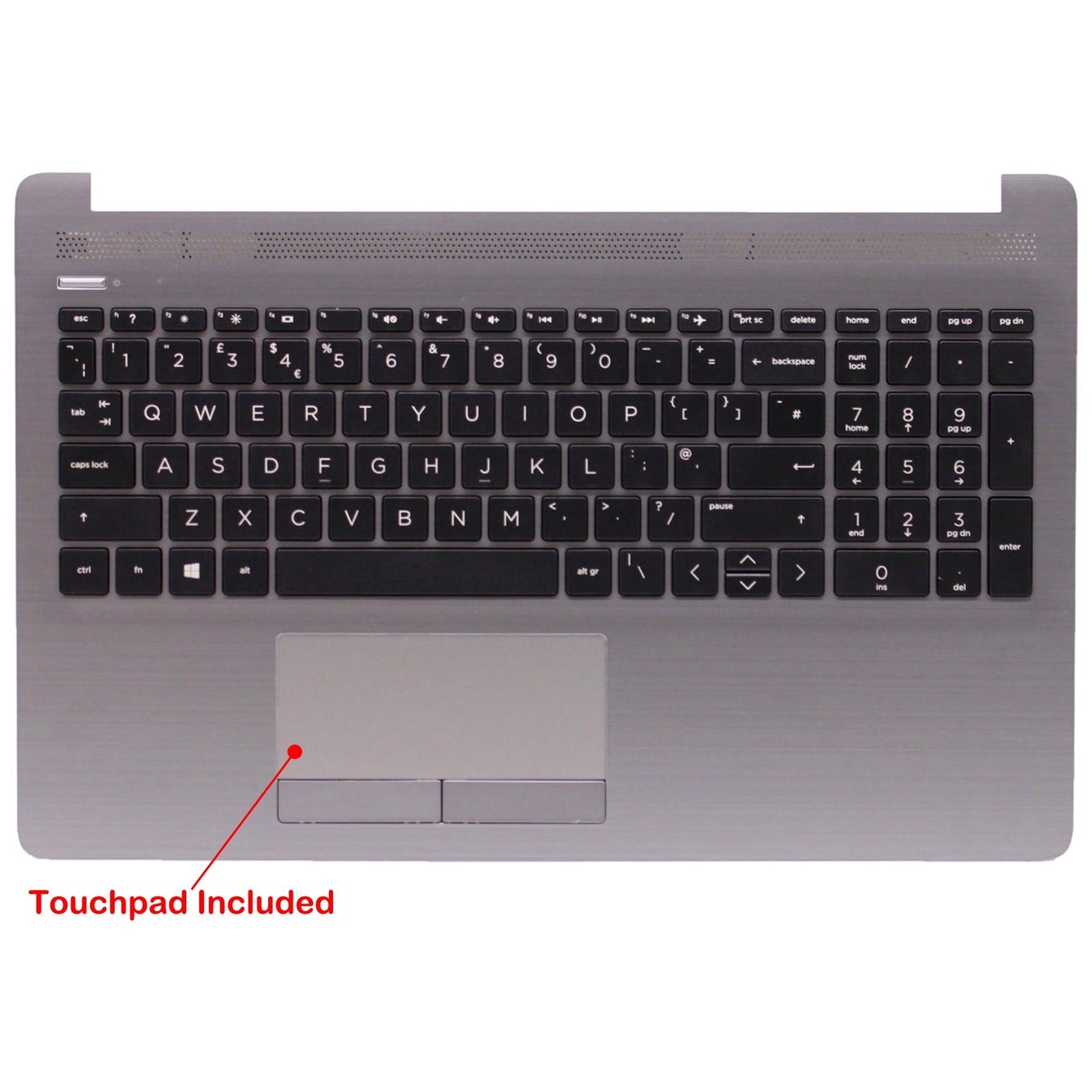 HP 15-DA0000NA 相容於銀色掌托觸控板蓋英國鍵盤