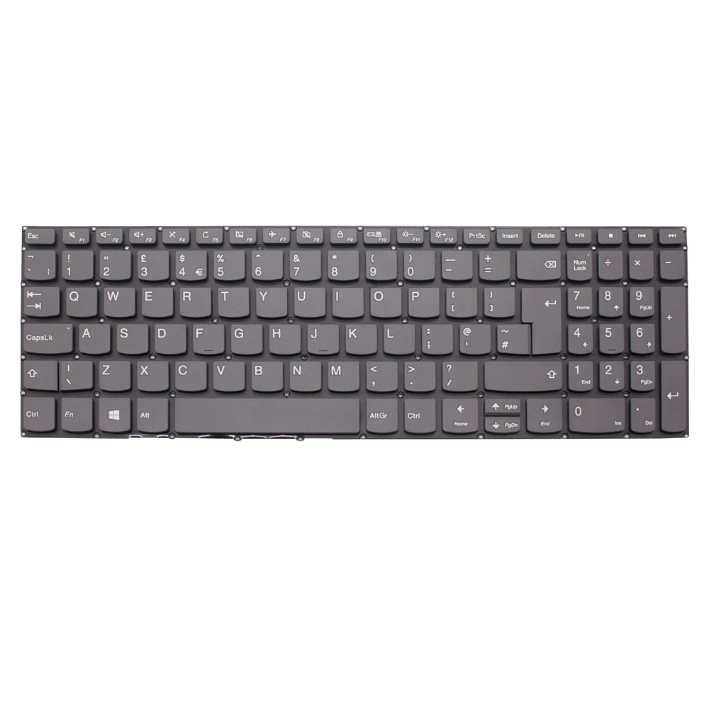 联想 Ideapad S340-15API（81NC 型）英国笔记本电脑 Qwerty 灰色非背光笔记本电脑键盘