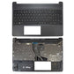 HP 15S-FQ0000 系列兼容笔记本电脑掌托，带英国键盘，黑色，无指纹