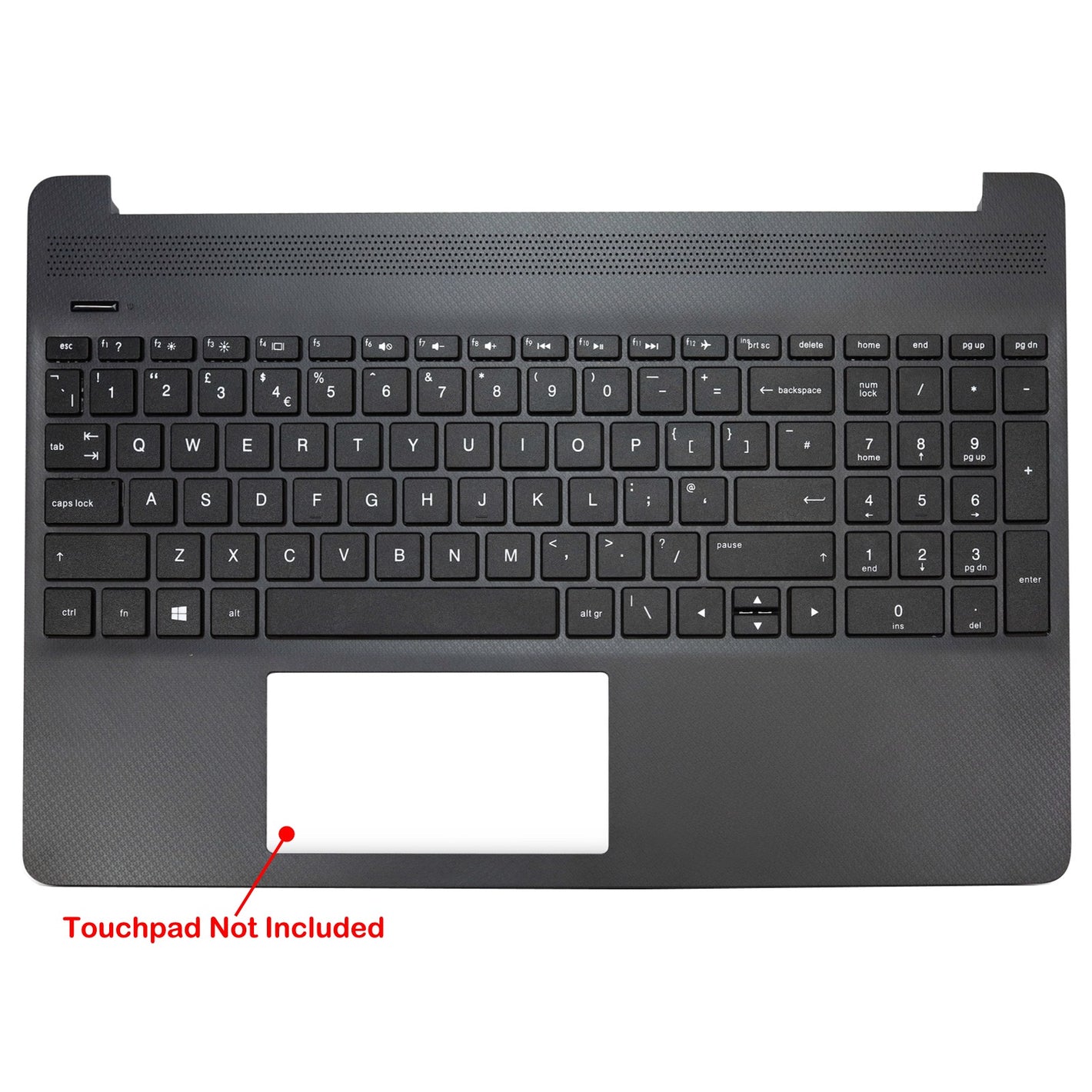 HP 15S-FQ0000 系列兼容笔记本电脑掌托，带英国键盘，黑色，无指纹