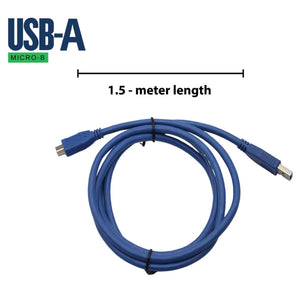 5 Gbps 1.5 Meter Micro B to USB A Hard Drive Cables, USB A to Micro B, External Hard Drive Replacement Cable Blue