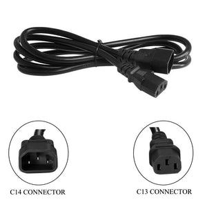 C13 to C14 IEC Cable Extension Adapter Male to Female Kettle Lead Monitor to PC - 1 Meter