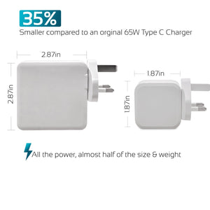 Oppo Find X2 65W USB Type-C QC 3.0 PD White Fast Wall Charging Laptop Replacement Adapter