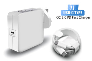 New AJP Brand 87W USB Type-C QC 3.0 PD Fast Charging Wall Charger Adapter white