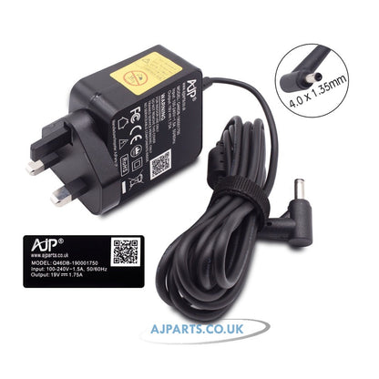 New AJP Adapter For Asus 19V 1.75A UK Plug 33W AC Adapter 4.0MM x 1.35MM Power Charger Compatible With Asus Vivobook F201E-KX068DU