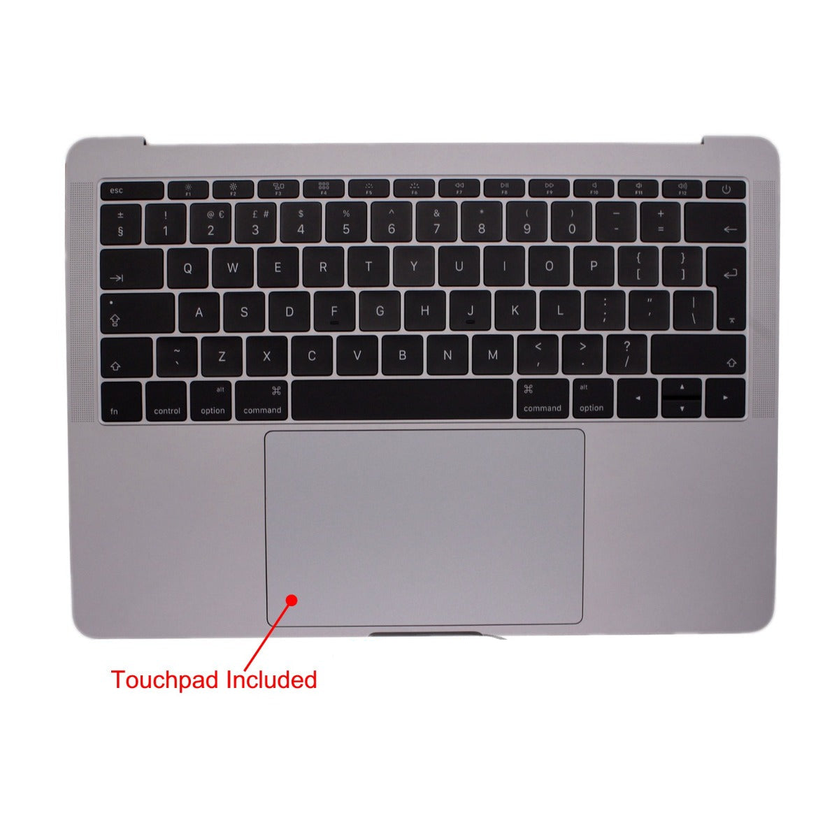 適用於 2016-2017 年 Macbook Pro 13 吋 A1708 掌托英國鍵盤（附觸控板）的替換零件 - 深空灰色
