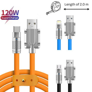 [ Pack of 10 ] - 2.0MTR - Fast Charging Cable  6A 120W  -  | USB | Type-C | Lightning